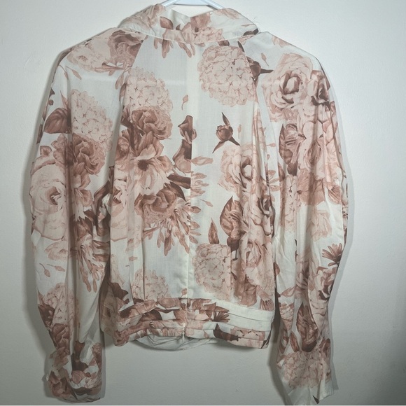 Express Floral Wrap Top - Cream and Brown - Picture 3 of 13